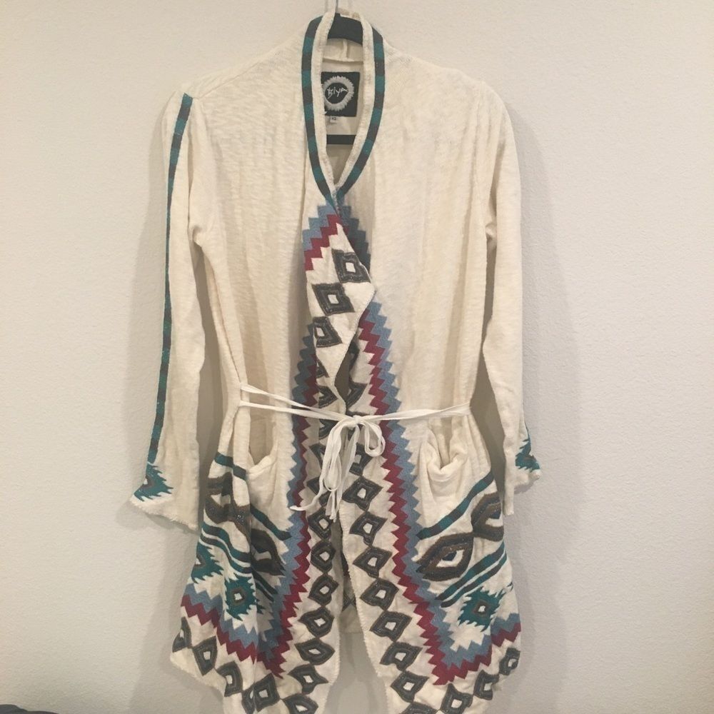 Johnny Was BIYA cream embroidered sweater xsmall